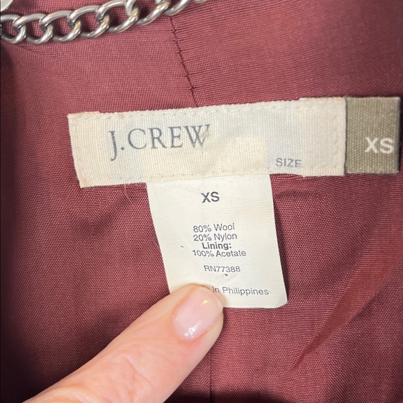 J. Crew Wool Double-Breasted Maroon Burgundy Pea Coat Women's Size XS - Picture 4 of 6